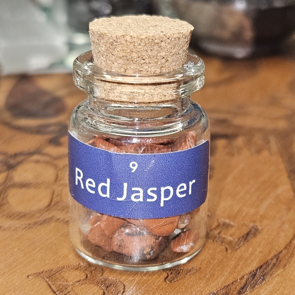 Red Jasper Energy Healing Stones in Glass Bottle